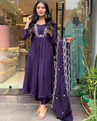 Cotton Super Dyed Kurta With Beautiful Embroidery Work & Cotton Pant With Dupatta