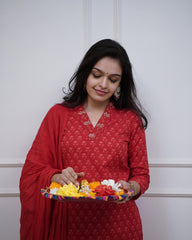 Charming Red Traditional Outfit for Special Occasions