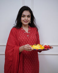 Charming Red Traditional Outfit for Special Occasions