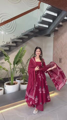Biba Anarkali Discharge Print Cotton Kurta Set