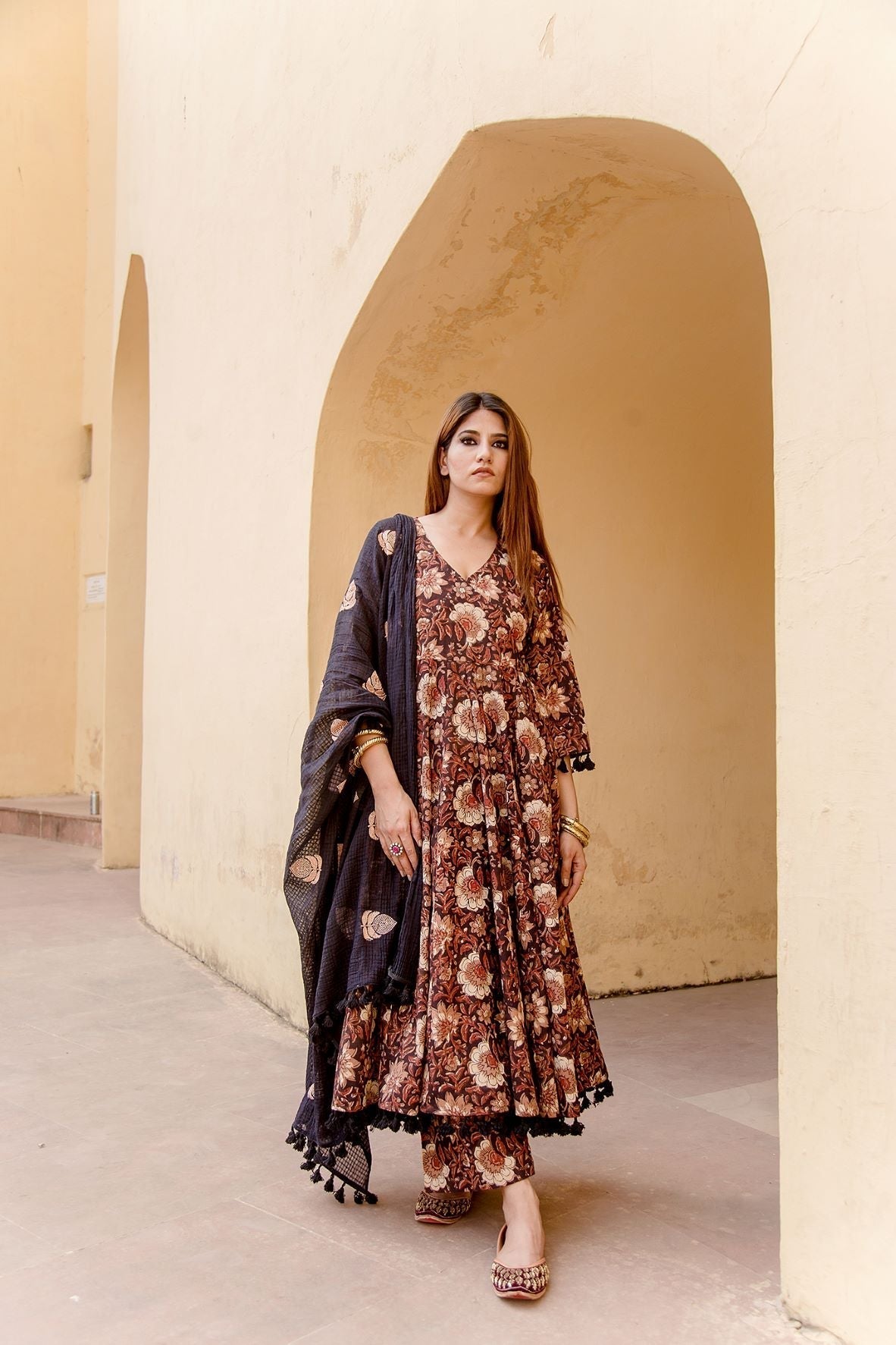 Acacia Black  Anarkali Set