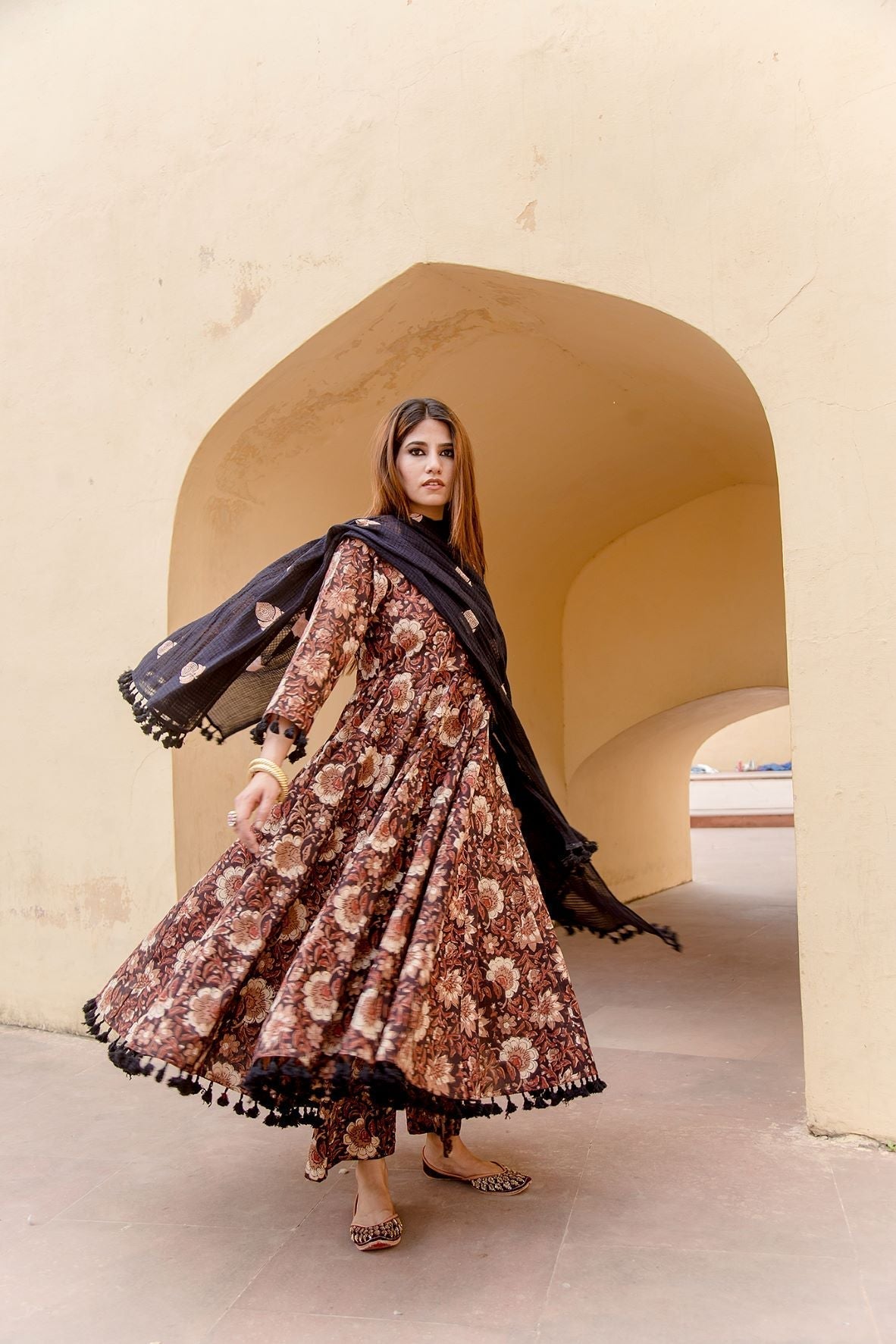 Acacia Black  Anarkali Set