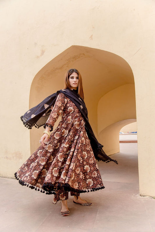 Acacia Black  Anarkali Set