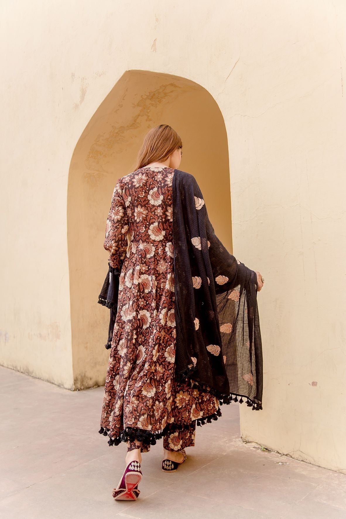 Acacia Black  Anarkali Set