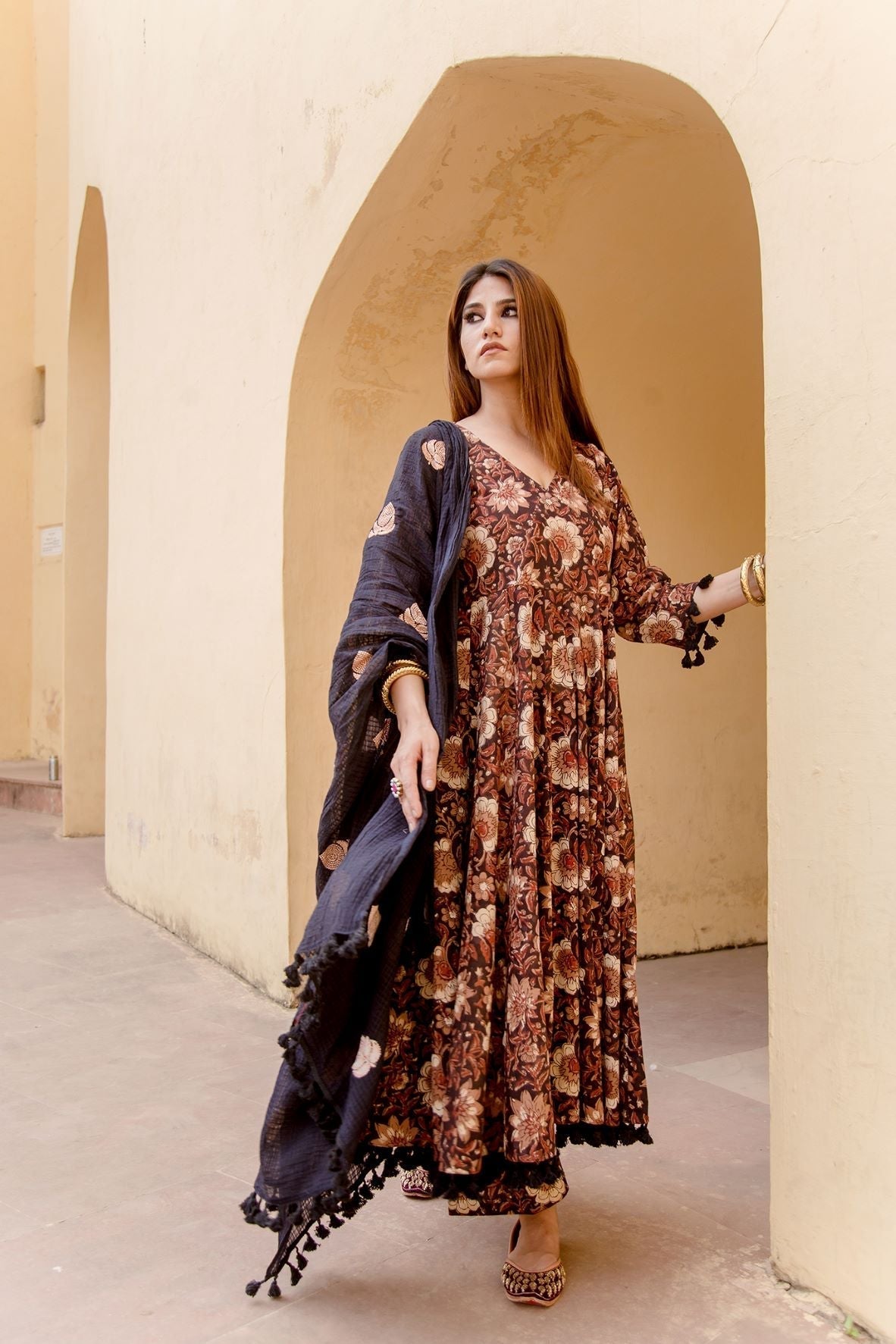 Acacia Black  Anarkali Set