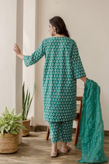 Anjuli Green Straight Kurta Set