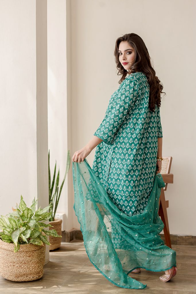 Anjuli Green Straight Kurta Set
