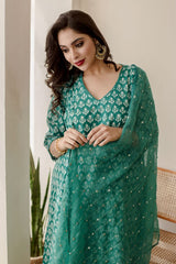 Anjuli Green Straight Kurta Set