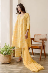 Anjuli Yellow Straight Kurta Set