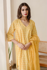 Anjuli Yellow Straight Kurta Set