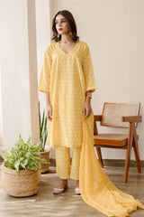 Anjuli Yellow Straight Kurta Set