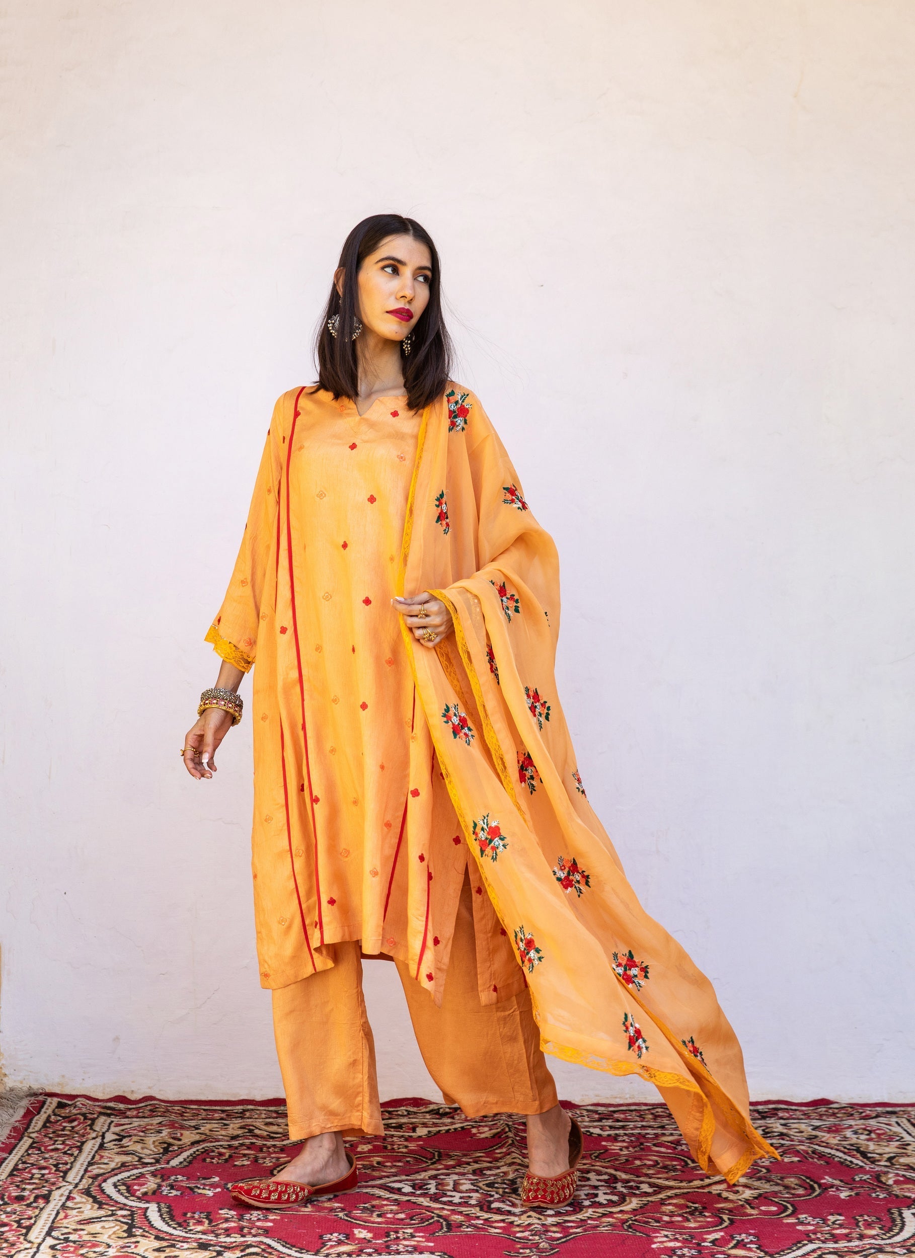 Amaira Orange Straight Kurta Set