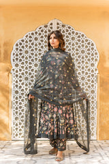 Amruta Green Cotton Anarkali Set With Doriya Dupatta