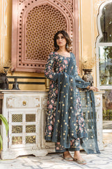 Amruta Green Cotton Anarkali Set With Doriya Dupatta