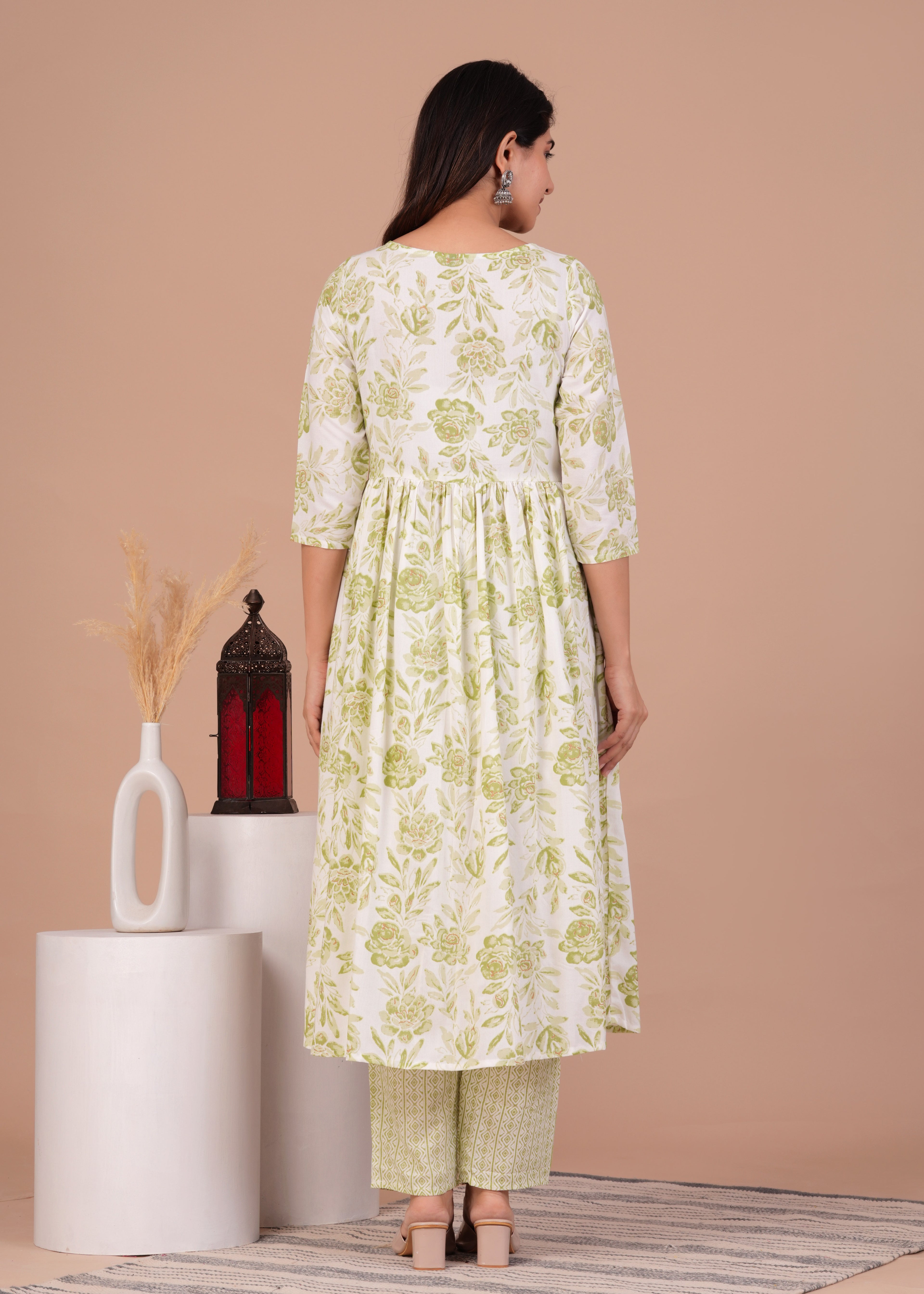 Women Rayon Kurta Pant Dupatta Set Light Green