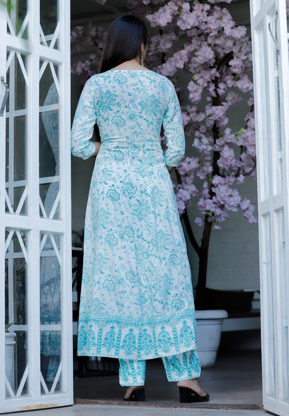 Women Rayon Kurta Pant Dupatta Set Multi Blue