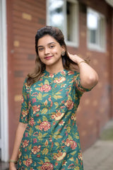 Biba Elegant Green Floral Kurta Set For Women