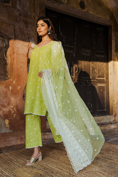 Hairat Green  Straight Kurta Set