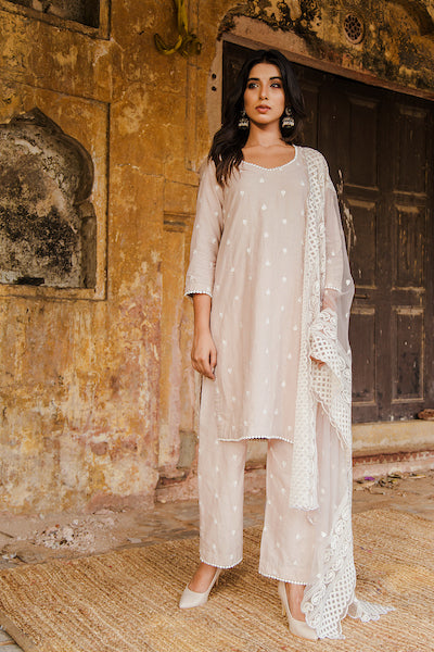 Hairat Grey Straight Kurta Set
