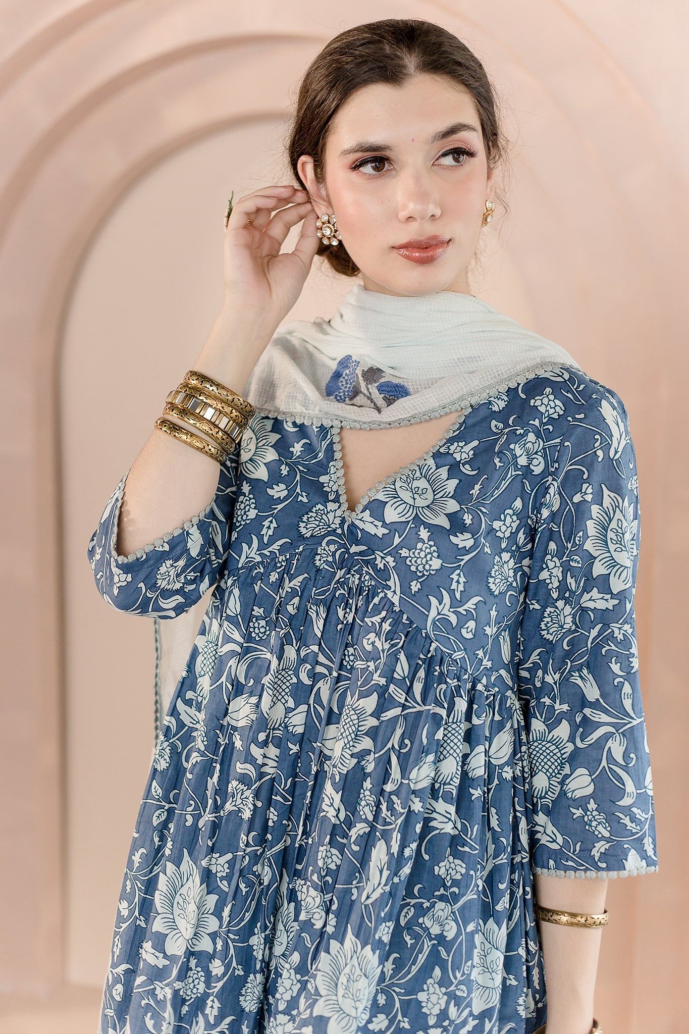 Sparrow Blue Anarkali Set