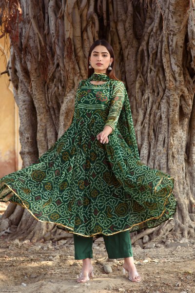 Naaz Emerald Anarkali Kurta Set With Dupatta