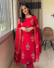 Biba Pure Fine Cotton Fabric Kurti With Pant And Dupatta