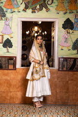 Shri Off White Anarkali Set