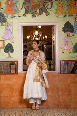 Shri Off White Anarkali Set