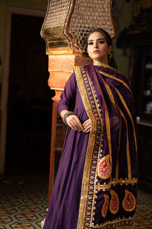 Shri Purple Anarkali Set