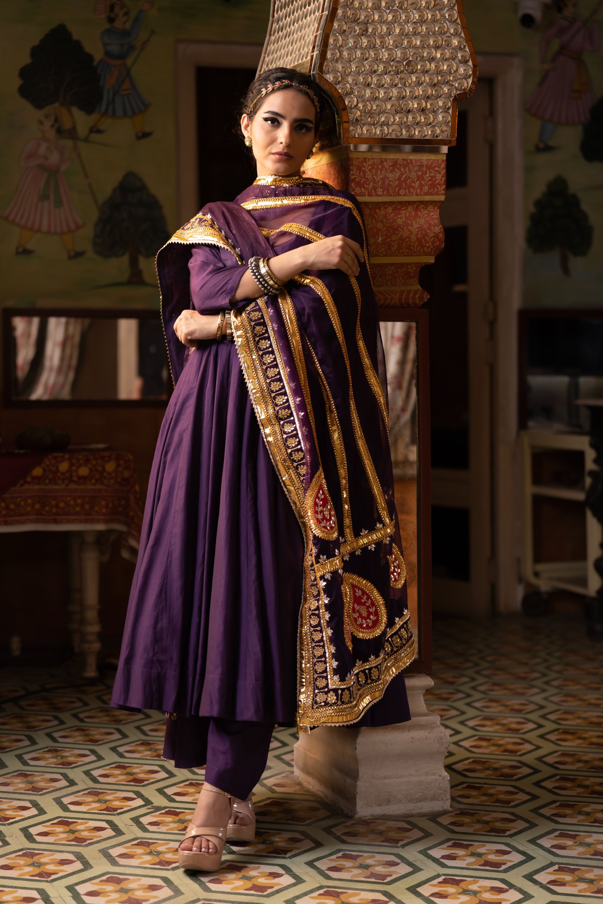 Shri Purple Anarkali Set