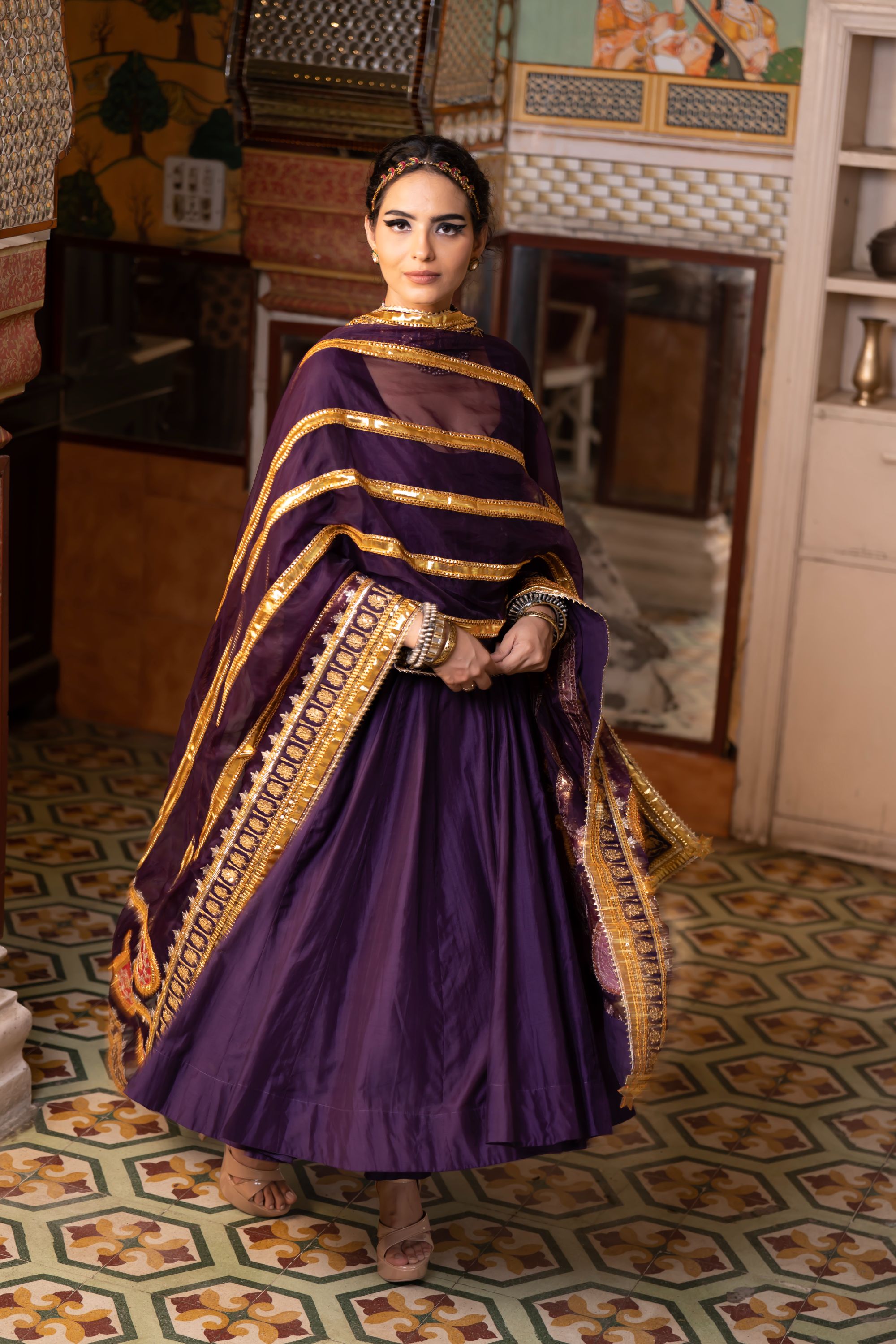 Shri Purple Anarkali Set