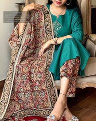 Biba Pure Handloom South Cotton Hand Printed Chitrkari Dupatta And Pant