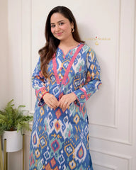 Biba Premium Cotton Printed Designer Kurti With Bottom Set