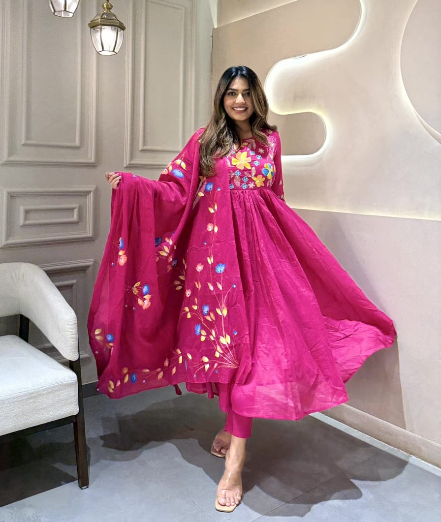 Biba Beautiful Embroidery With Suqes Heavy Suit For Women