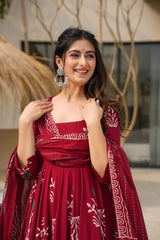 Biba Anarkali Discharge Print Cotton Kurta Set