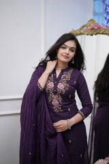 Beautiful Pure Cotton Super Dyed Embroidery Suit