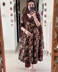 Biba Anarkali Kurta Set With Angrakha Style For Women( Purple )