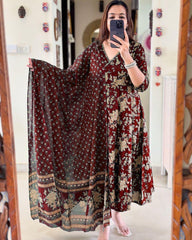 Biba Anarkali Kurta Set With Angrakha Style For Women( Purple )
