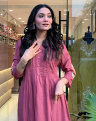 Biba Mauve Pink Embroidered Kurta Set