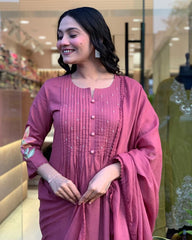 Biba Mauve Pink Embroidered Kurta Set