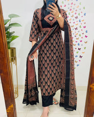 Biba Classic Black & Rust Ethnic Cotton Suit Set