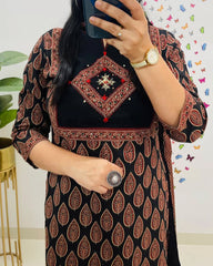 Biba Classic Black & Rust Ethnic Cotton Suit Set