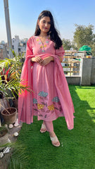 Biba Elegant Pink Floral Embroidered Kurta Set