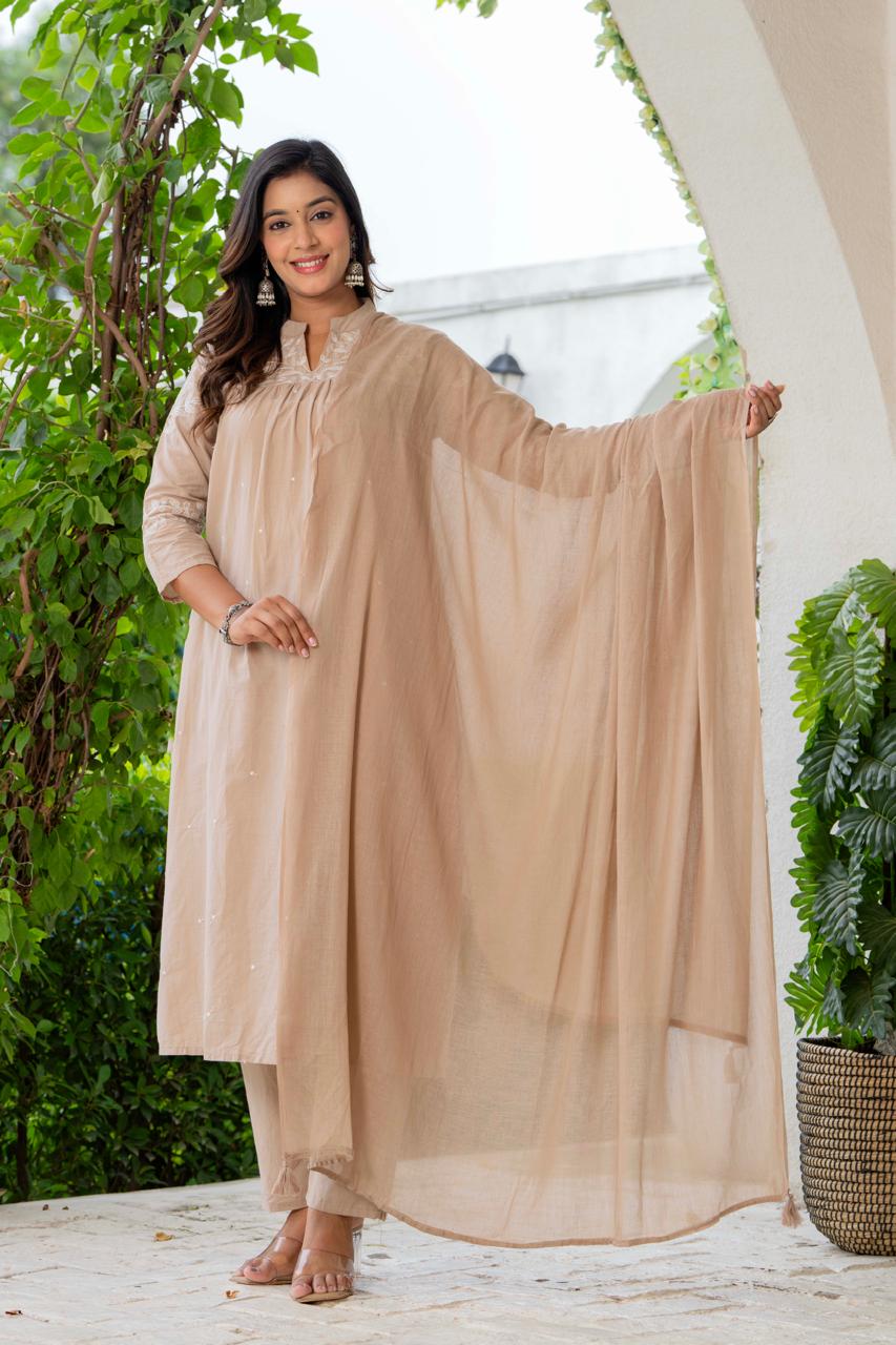 Biba Stylish Beige Ethnic Wear for Elegant Look