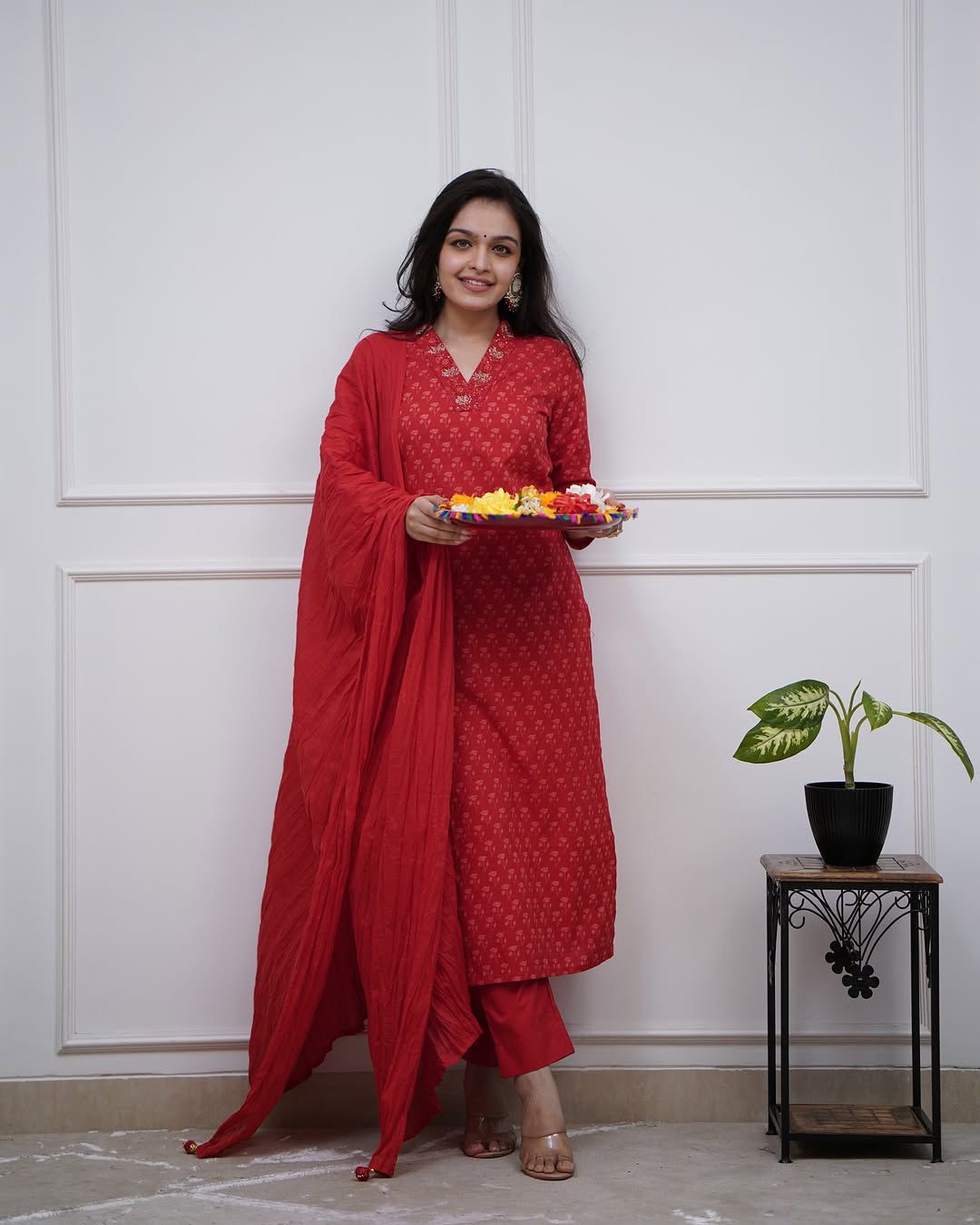 Charming Red Traditional Outfit for Special Occasions