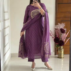 Graceful Purple Straight-Cut Suit Set