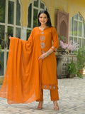 Sunlit Saffron Embroidered Kurta Set with Dupatta