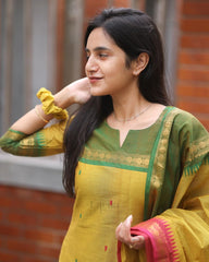 Biba Elegant Kanchi Cotton Suit Set With Jaquard Dupatta For Women