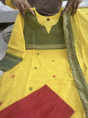 Biba Elegant Kanchi Cotton Suit Set With Jaquard Dupatta For Women